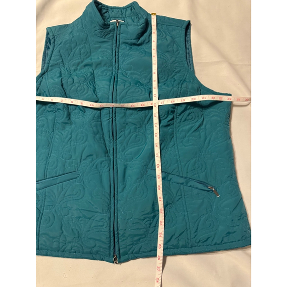Croft & Barrow Quilted Vest Paisley Teal Zip Up W Zip Pockets Size 1x - Picture 2 of 4